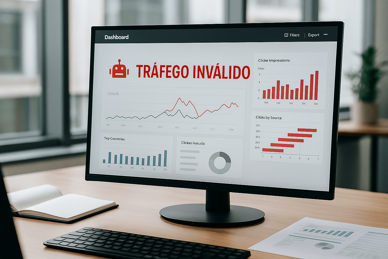 Foto de uma tela com gráficos